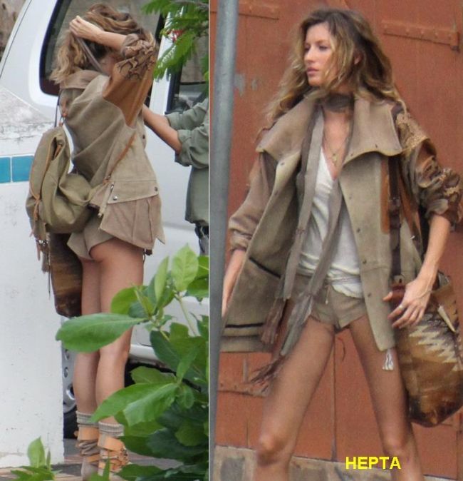 Gisele promoveaza pantalonii cu fundul la vedere! FOTO
