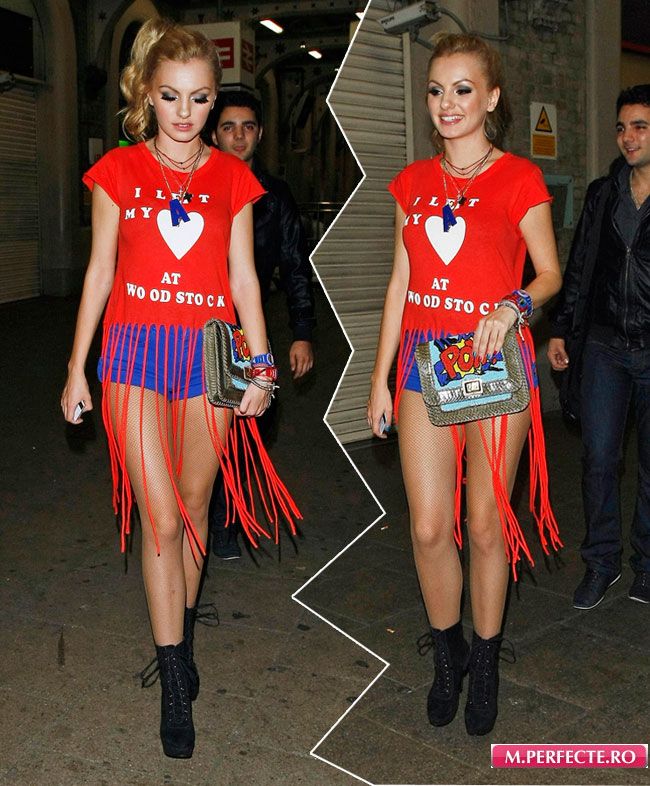 Alexandra Stan, surprinsa de paparazzi intr-o tinuta colorata, la iesirea dintr-un club. Iti place cum s-a imbracat?