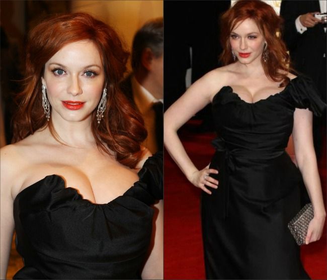 Christina Hendricks i-a eclipsat pe castigatorii premiilor Bafta cu in decolteu indraznet