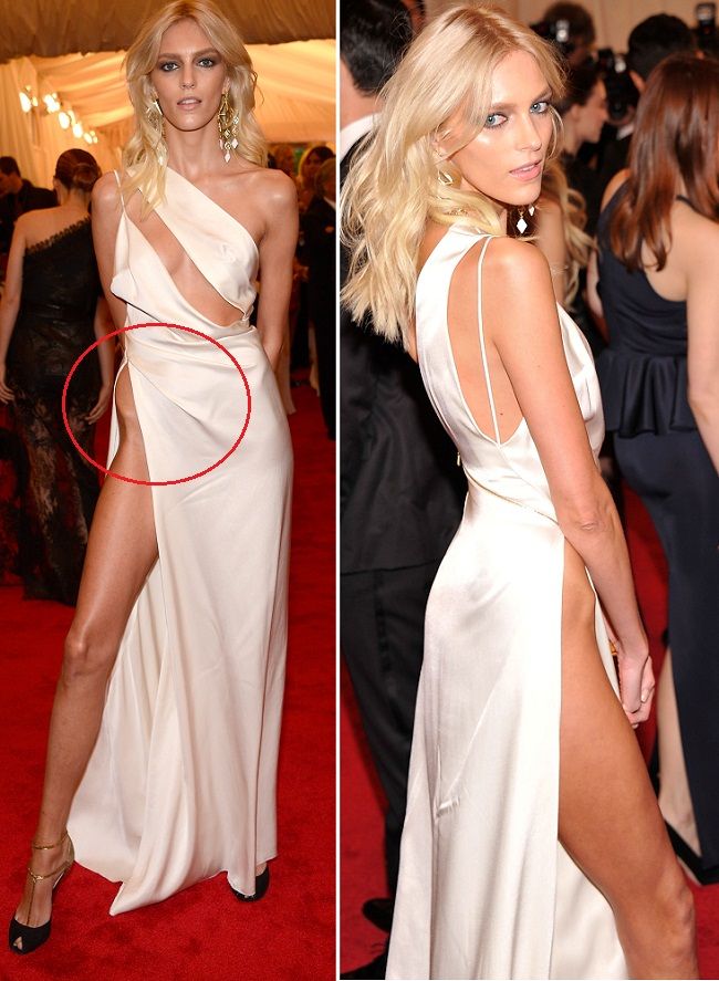 Aparitia care a socat la Met Gala 2012. Modelul Anja Rubik - corp anorexic intr-o rochie extrem de decupata