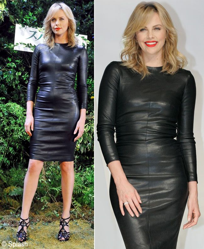 Perfectiunea exista. Charlize Theron, look impecabil intr-o rochie din piele mulata&nbsp;
