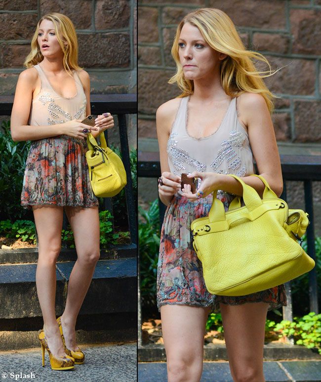 Picioare interminabile. Vezi cu ce tinuta sexy a impresionat Blake Lively la filmarile pentru serialul Gossip Girl