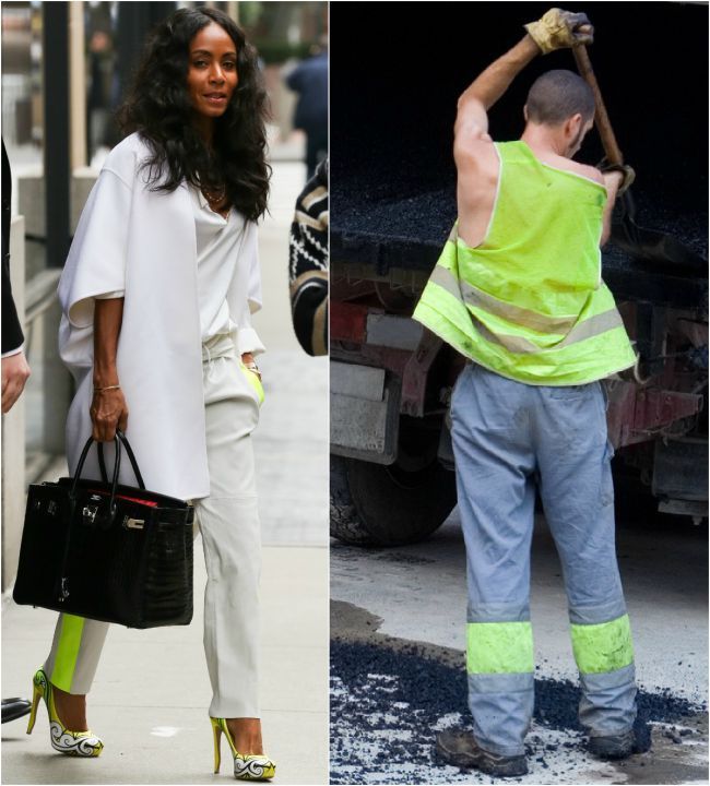Jada Pinkett Smith, la concurenta cu muncitorii de la drumuri si poduri. Uite cum le-a luat ochii trecatorilor cu o tinuta mega fosforescenta