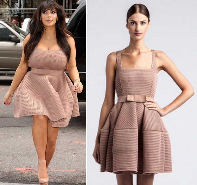 Diferenta ca de la cer la pamant. Cum arata rochiile lui Kim Kardashian imbracate de modele&nbsp;