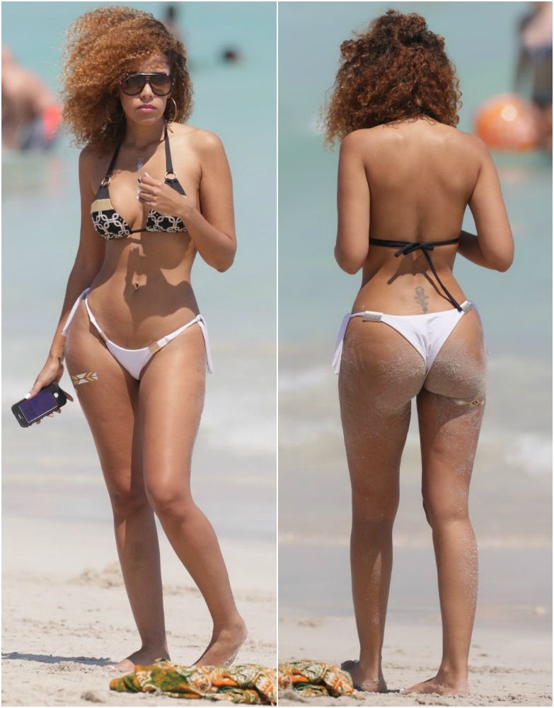 Cea mai focoasa creata din showbiz are o colectie impresionanta de costume de baie... minuscule. Cum apare la plaja