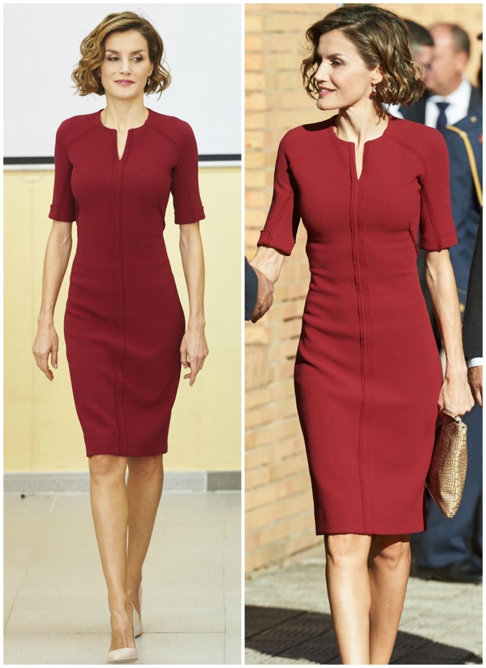Regina cu silueta de supermodel. Cum arata Letizia intr-o rochie bordo mulata, care ii pune in valoare talia de viespe