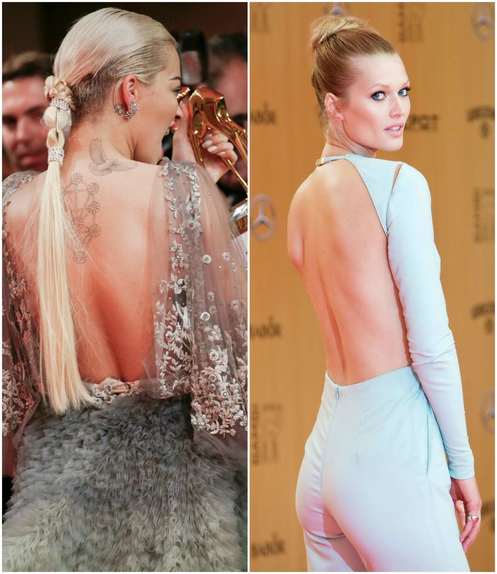 Irezistibile... de la spate! Rita Ora si Toni Garrn au impresionat cu tinutele lor decupate si coafurile spectaculoase