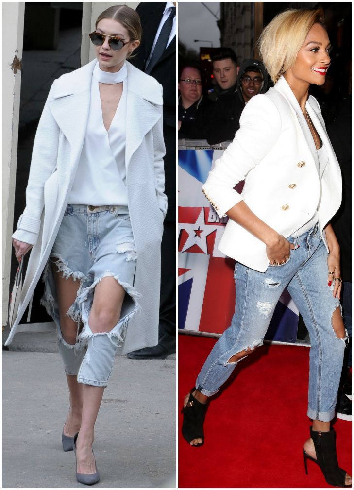 Sexy si elegante in blugi rupti. Gigi Hadid si Alesha Dixon, aparitii de dive in combinatiile perfecte de haine