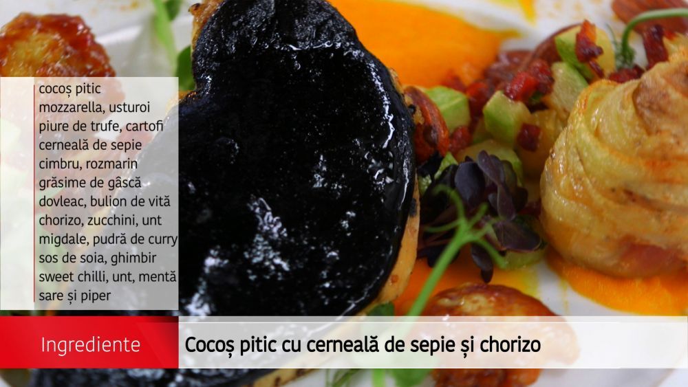 Cocos pitic cu cerneala de sepie si chorizo (P)