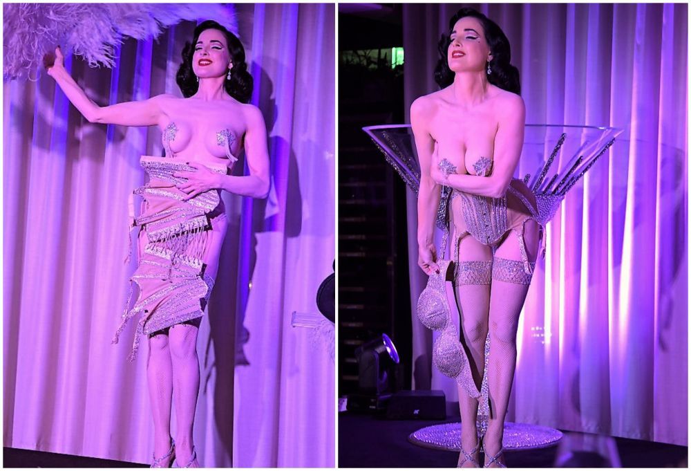 Regina dansului burlesque, Dita von Teese, a făcut spectacol la inaugurarea unui restaurant