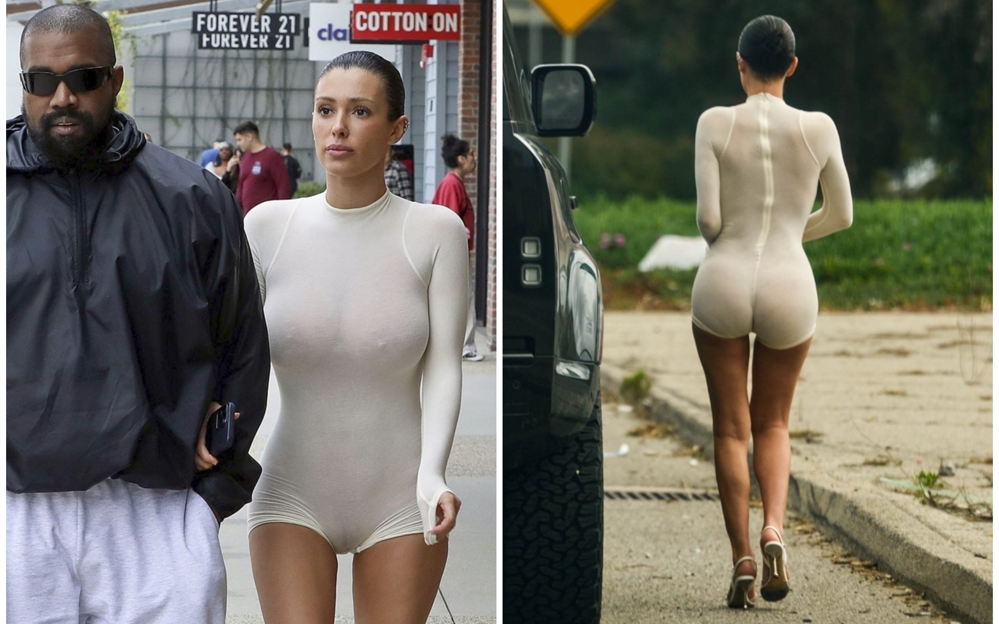 Kanye West și-a scos soția la plimbare &icirc;ntr-o nouă ținută umilitoare. Body-ul prin care i se disting toate rotunjimile